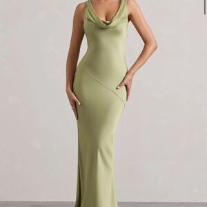 Club London Chic Sleeveless Maxi Dress in Olive